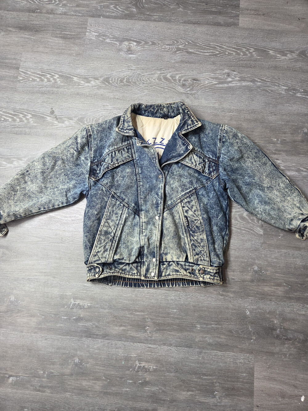 Vintage IZZI Acid Wash Denim Jacket Mens M Trucker Jean Jacket 80s 90s